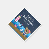 女の子航海のクマのピンクと海軍の赤ちゃんシャワー スタンダードカクテルナプキン (角)