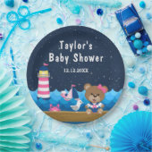 女の子航海のクマのピンクと海軍の赤ちゃんシャワー ペーパープレート (パーティー)