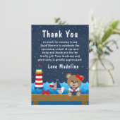 女の子航海のクマ赤と海軍の赤ちゃんシャワー サンキューカード (スタンド正面)