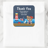 女の子航海の熊赤ちゃんシャワーありがとう スクエアシール (バッグ)