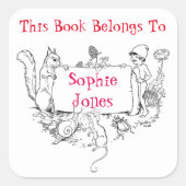 女の子蔵書票。この本は名前ラベルに属している スクエアシール (正面)