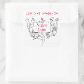 女の子蔵書票。この本は名前ラベルに属している スクエアシール (バッグ)