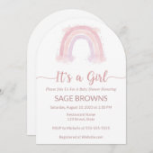 女の子虹の赤ちゃんシャワーの招待状だ 招待状 (正面/裏面)