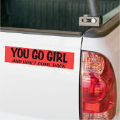 女の子行きます バンパーステッカー (トラック上)