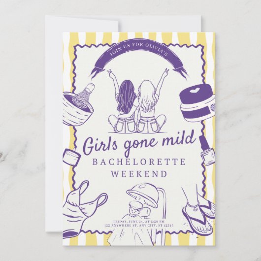 女の子行った軽度のスパの日バチェロレッテ 招待状 (正面)
