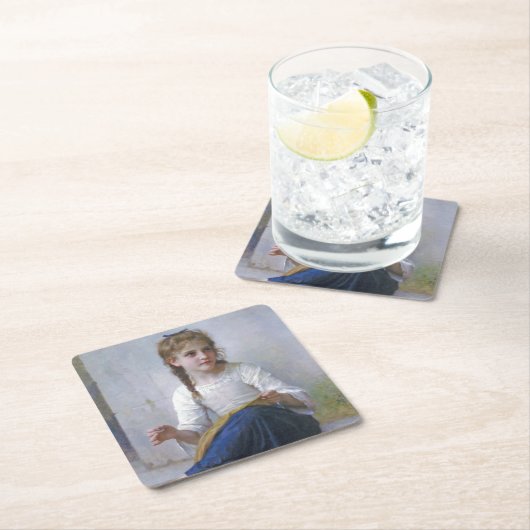 女の子裁縫ブーゲロー スクエアペーパーコースター (インサイチュ)