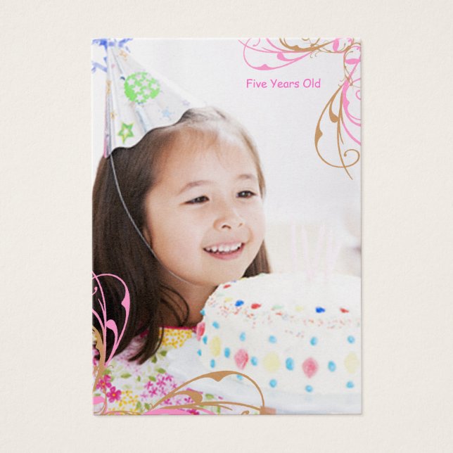 女の子誕生日のフォトカード (正面)