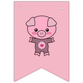 女の子誕生日カカラフルワイトピグの個人名 バンティングフラッグ (第3の旗)