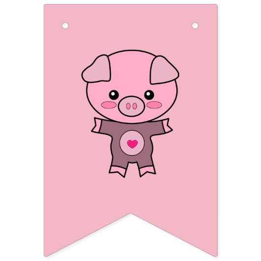 女の子誕生日カカラフルワイトピグの個人名 バンティングフラッグ (第3の旗)