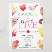 女の子誕生日サマーポップシクルアイスクリーム 招待状 (正面/裏面)