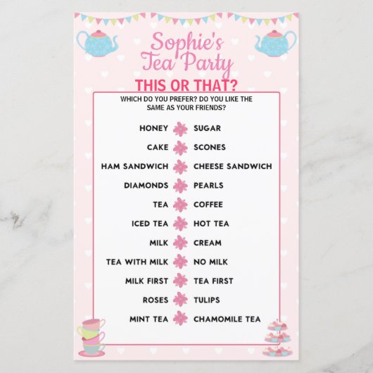 女の子誕生日ティーパーティーこのゲームまたはそのゲーム (正面)