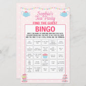 女の子誕生日ティーパーティーを見つけるゲストビンゴ (正面/裏面)