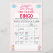 女の子誕生日ティーパーティーを見つけるゲストビンゴ (正面)