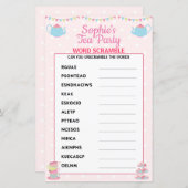 女の子誕生日ティーパーティー単語スクランブル (正面/裏面)