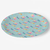 女の子誕生日バルーンと水玉模様 ペーパープレート (アングル)