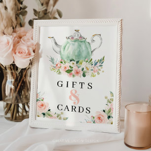 女の子誕生日パルティーパーティーギフトとカードサイン ポスター