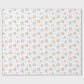 女の子誕生日ピンクウォーターカラーボホレインボーキッズ ラッピングペーパー (フラット)