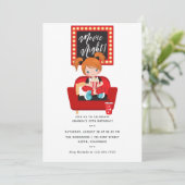 女の子誕生日映画ナイトスリープバーパーティー 招待状 (スタンド正面)