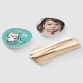 女の子誕生日猫マーメイドかわいい写真ブルーMeowmaid ハンドファン (組立なし)