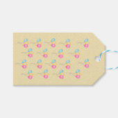 女の子誕生日黄色の水玉模様とバルーン ギフトタグ (正面(横))