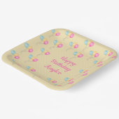 女の子誕生日黄色の水玉模様とバルーン ペーパープレート (傾斜あり)