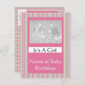 女の子誕生発表カードテンプレート 案内ポストカード (正面/裏面)