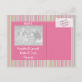 女の子誕生発表カードテンプレート 案内ポストカード (裏面)