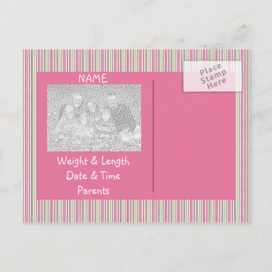 女の子誕生発表カードテンプレート 案内ポストカード (裏面)