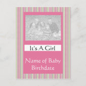 女の子誕生発表カードテンプレート 案内ポストカード (正面)
