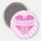 女の子誕生 ピンクハートリボン靴 おむつケーキ 女の子の誕生会 マグネット (正面/裏面)