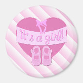 女の子誕生 ピンクハートリボン靴 おむつケーキ 女の子の誕生会 マグネット (正面)