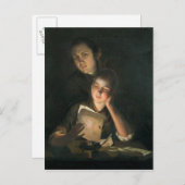 女の子読はキャンドルライトの手紙だ ポストカード (正面/裏面)