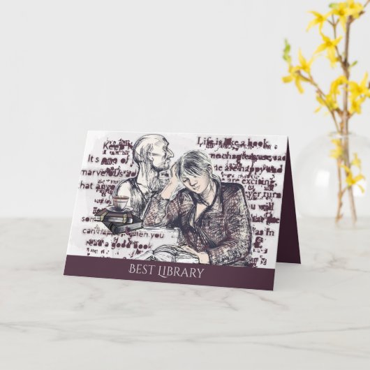 女の子読は本だ カード (黄色い花)