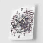 女の子読は本だ スクエア壁時計 (傾斜)