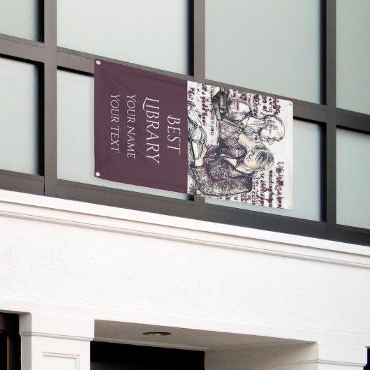 女の子読は本だ 横断幕 (ビルの外側)