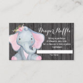女の子象のベビーシャワーのおむつのラッフルカード エンクロージャーカード (正面)