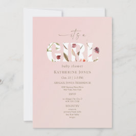 女の子赤面の赤ちゃんシャワーII 招待状