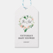 女の子赤面ピンクの赤ちゃんシャワー ギフトタグ (正面)