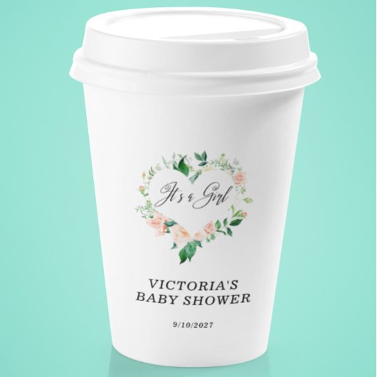 女の子赤面ピンクの赤ちゃんシャワー 紙コップ