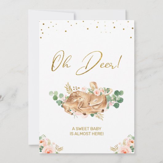 女の子赤面フローラオーディアディアディアファウンベビースシャワー 招待状 (裏面)