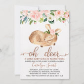 女の子赤面フローラオーディアベビーシャワー招待状 招待状 (正面)