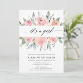 女の子赤面緑フローラのベビーシャワー 招待状 (スタンド正面)