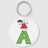 女の子踊りオン緑の文字Aおもしろいアルファベット キーホルダー (裏面)