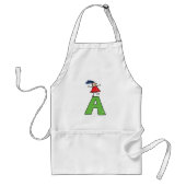 女の子踊りオン緑の文字Aおもしろいアルファベット スタンダードエプロン (正面)
