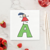 女の子踊りオン緑の文字Aおもしろいアルファベット スタンダードランチョンナプキン (インサイチュ)