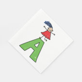 女の子踊りオン緑の文字Aおもしろいアルファベット スタンダードランチョンナプキン (角)