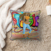 女の子踊りミュージックグラフィティウォールバックグラウンド2 クッション (ブランケット)