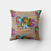 女の子踊りミュージックグラフィティウォールバックグラウンド2 クッション (裏面)