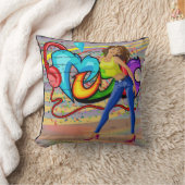 女の子踊りミュージックグラフィティウォールバックグラウンド3 クッション (ブランケット)