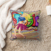 女の子踊りミュージックグラフィティウォールバックグラウンド5 クッション (ブランケット)